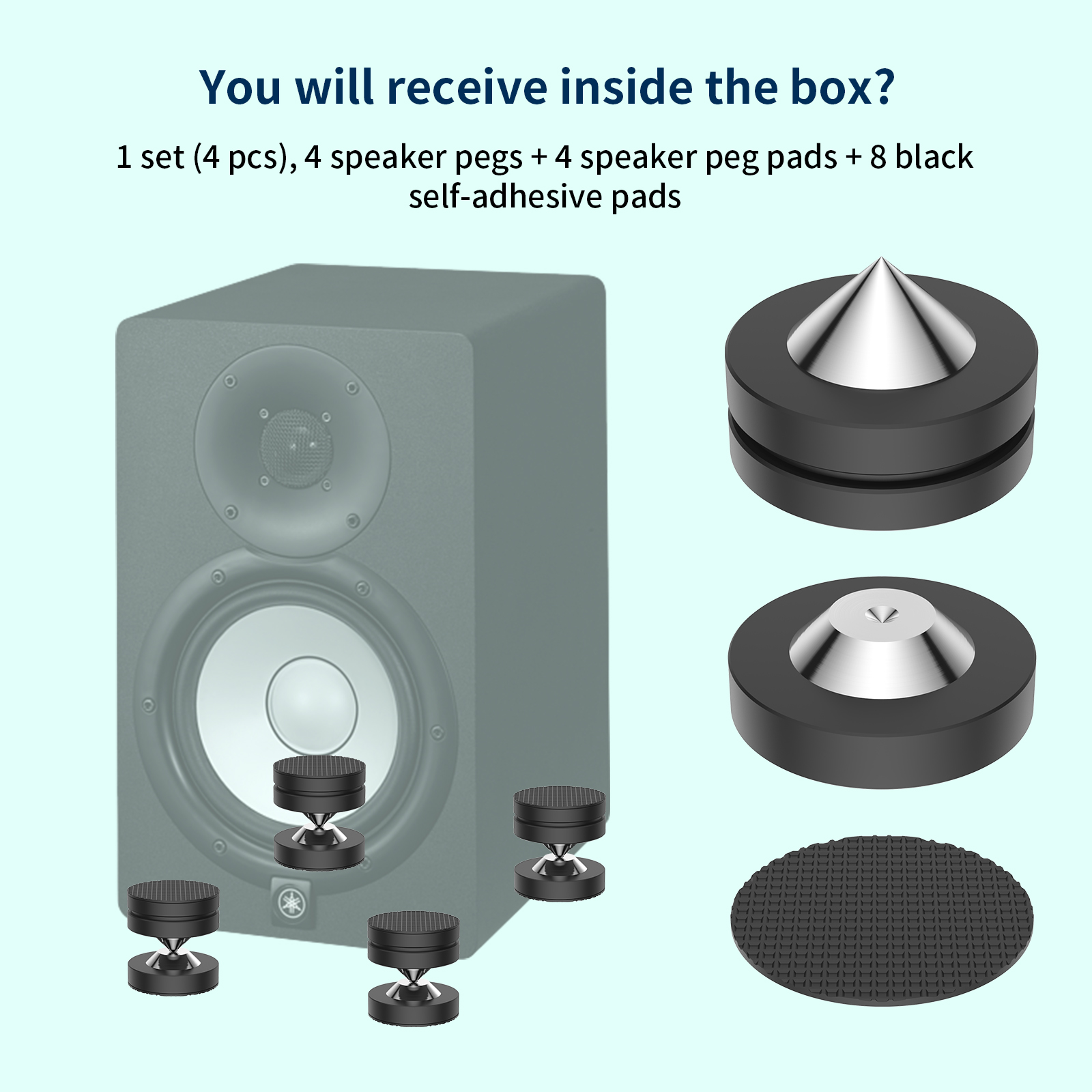 Hi-End 39X39mm 4Pcs Aluminum Speaker Spike Base Pad Isolation Feet for Speaker AMP DAC CD