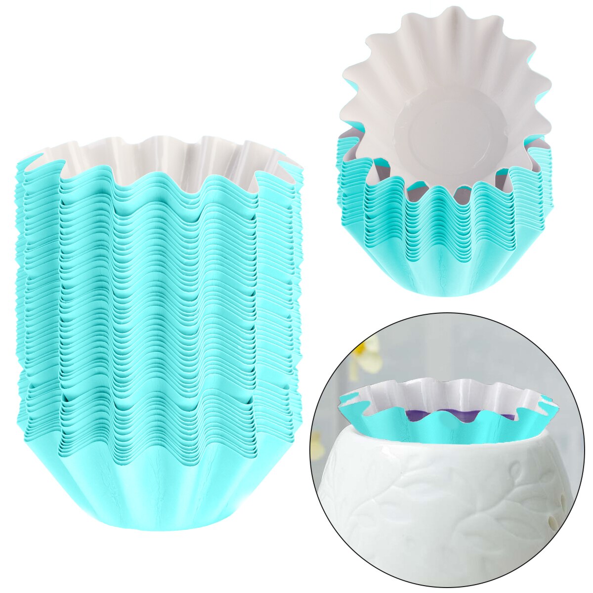 Cera derretir más Liners reutilizable cera Liner Candle Popper Liner a prueba de fugas bandeja de cera para cera perfumada eléctrica calentadores de cera CIQ: blue 50pcs