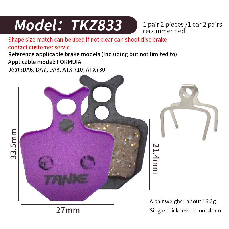 TANKE MTB Semi Metal BIke Brake Pads Quiet For Bicycle Disc Brake M8020 M6100 MT200 Guide Code E9 DB ER MT4/6 Cycling Bike Part: black
