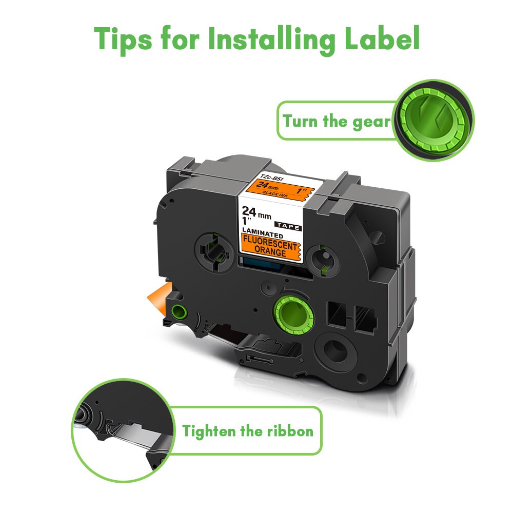 3PK Compatible for B51 C51 D51 Tape for Laminated Tape 24mm Fluorescent Printer Ribbon for Label Maker