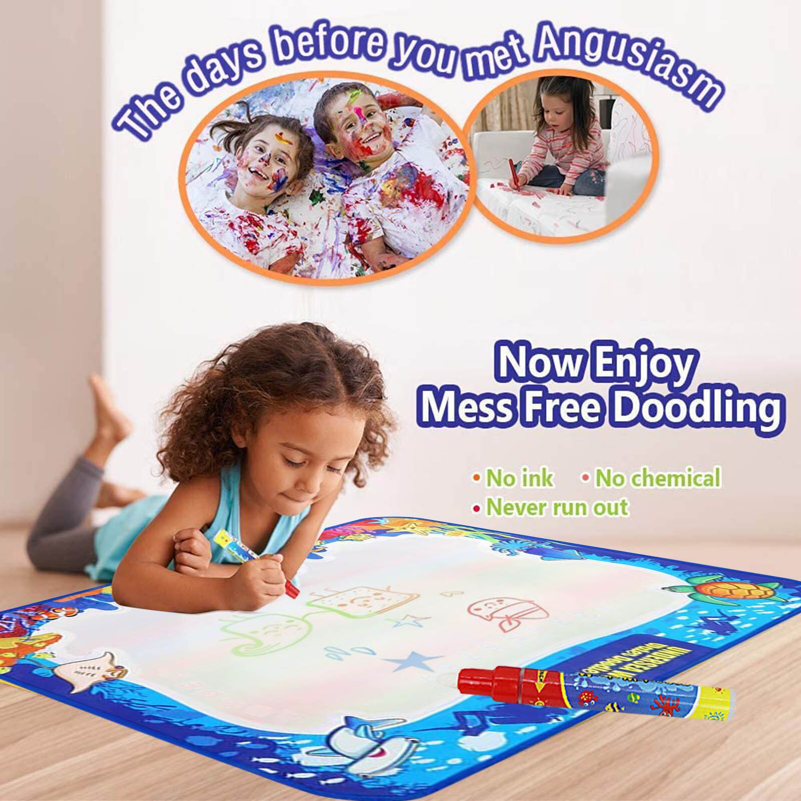 Magic Water Drawing Mat Kids Painting Writing Doodle Board Children Drawing Pens Stamps Set Board Coloring Books C01