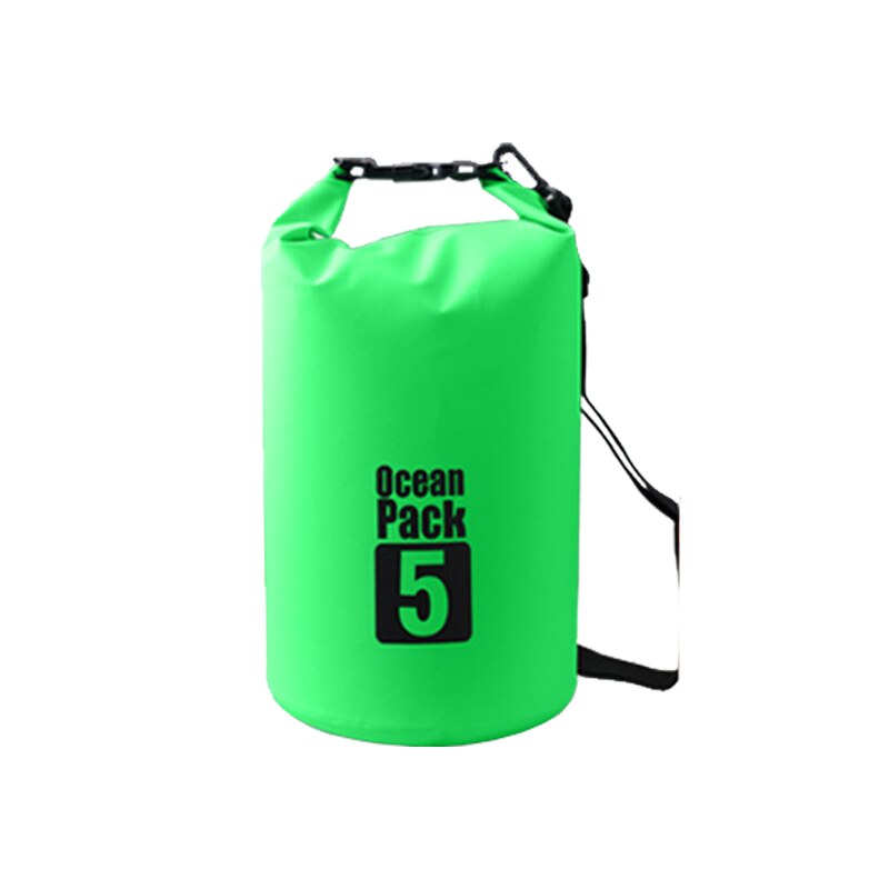 5l udendørs vandtæt tør vandretaske camping uigennemtrængelig rygsæk svømning strandcykel tilbehør havpakke vandafvisende: Grøn