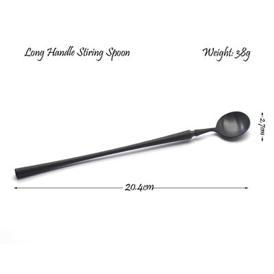 Couverts élégants en acier inoxydable brossé | 304 en acier inoxydable, couteau de table rétro noir, fourchette cuillère ustensiles de table, cuillère à thé: N
