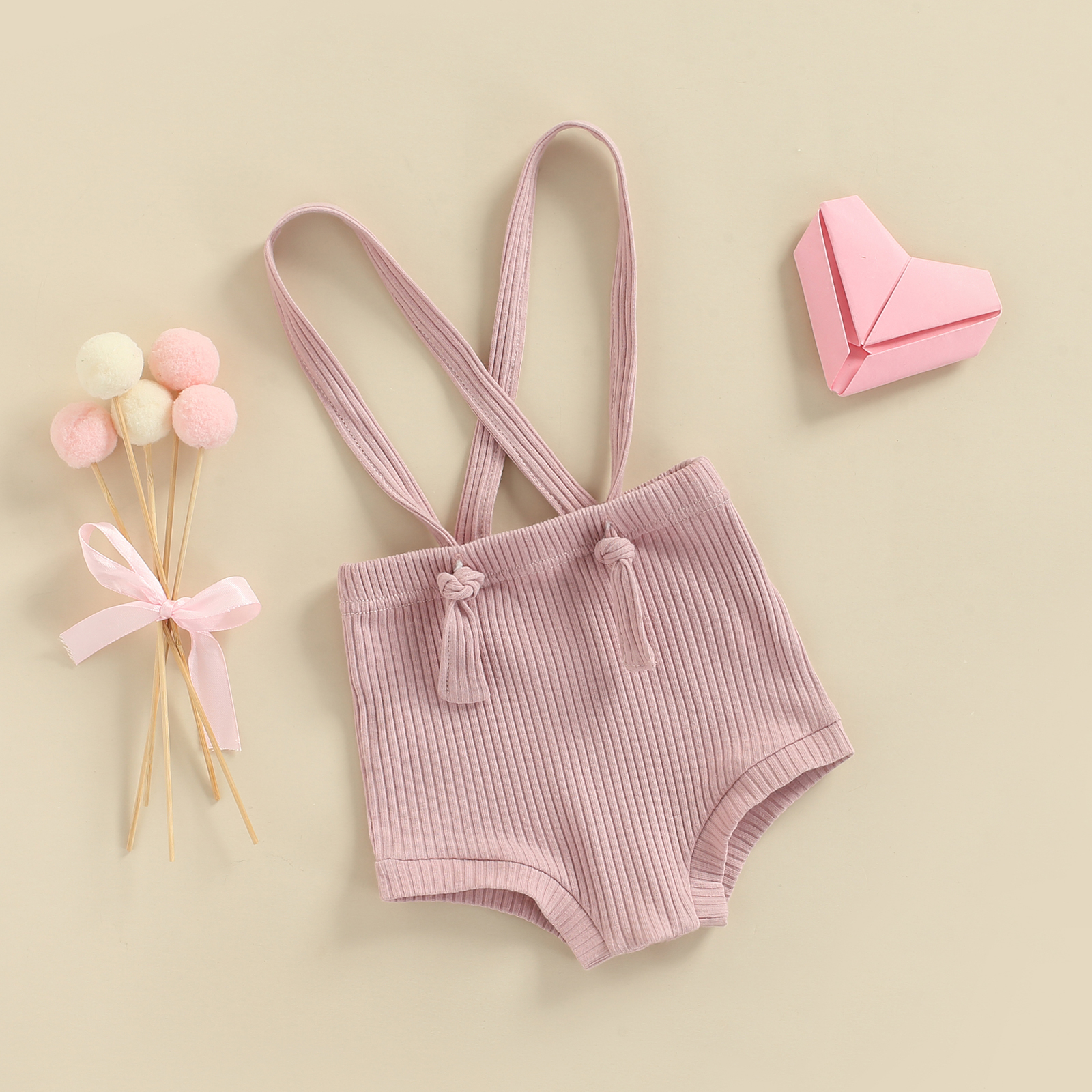 Baby Hosenträger kurze Hose, Einfarbig Hohe Elastische Taille Lätzchen Hosen ärmellos Spielanzug für Mädchen, Rosa, 0-24 monate