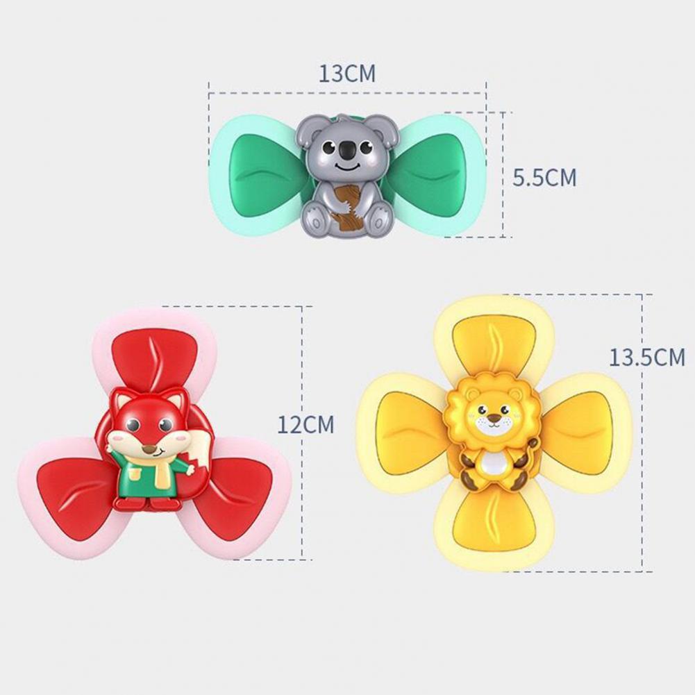3 Pièces/ensemble Ventouse Jouet Rotatif Toupie Animal De Bande Dessinée La Coordination Main-oeil Sûr Ventouse Toupie Jouet pour le Verre