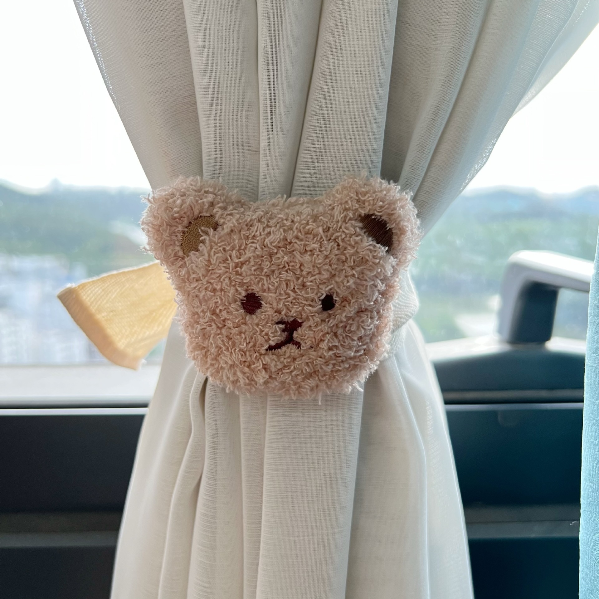 Rideau à fleurs ours Kawaii, boucle suspendue, accessoires de rideau, décoration de maison, corde à cravate: Rouge