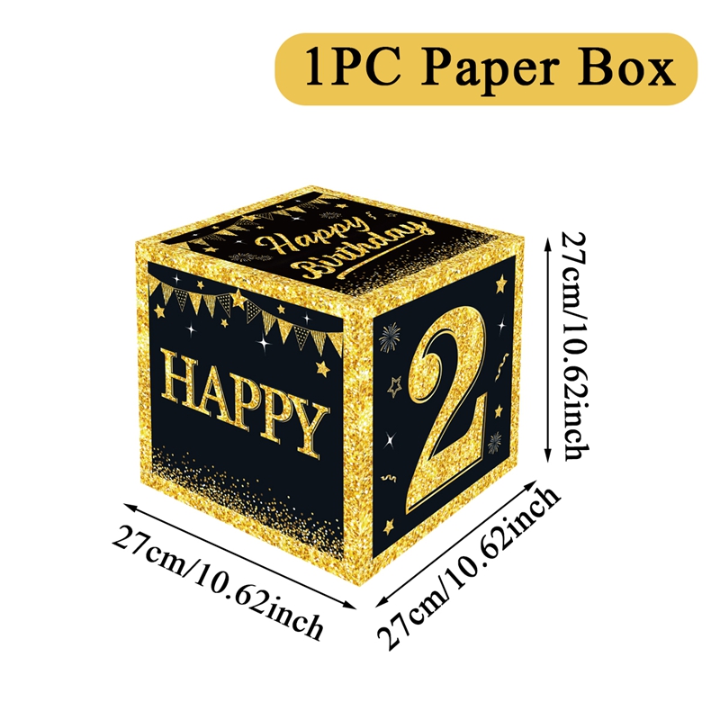 Zwart Goud Verjaardag Nummer Papier Doos Gelukkig 18 30 40 50 60 Jaar Oude Verjaardagsfeestje Decoratie Kinderen Volwassen Verjaardagsfeestje levert
