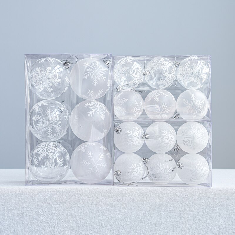 5.5cm 6 st genomskinlig julgranskulor av plast splintresa xmastree-dekorationer liten hängande pvc-kulstrumpa