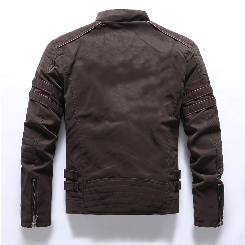 Chaqueta informal de invierno para hombre, chaqueta de cuero de , forro polar interior de PU, chaquetas de piel sintética, ropa para hombre, ropa de calle