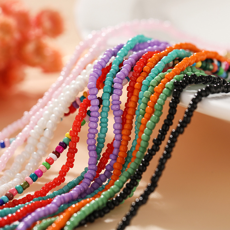 Collar de cadena con cuentas de semillas para mujer, Gargantilla Bohemia sencilla, accesorios, joyería para