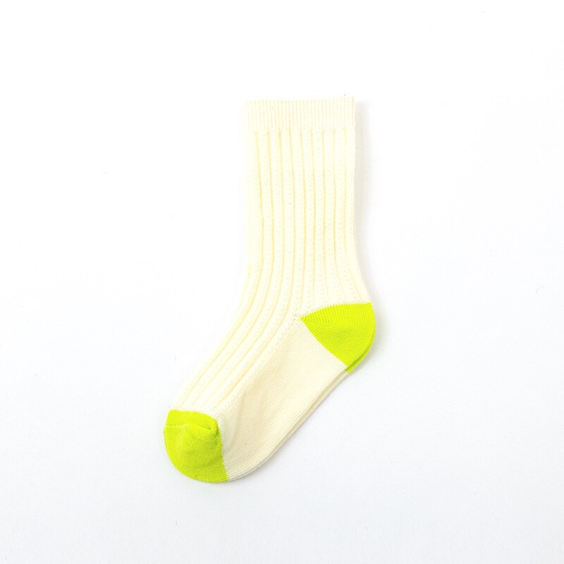 1 Pair Korean Style Mid Tube Socks for Children Four Seasons Solid Color Soft Cotton Boys Girls Casual Socks College Sports Sock: Milk White / S(1-3 Years Old)