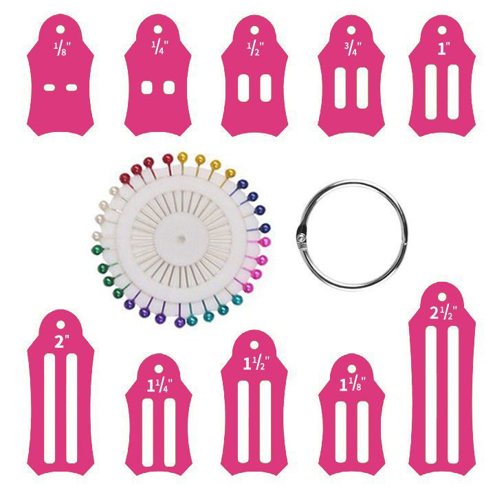 4 cores 30 livre kostenlose grampos de fixação conjunto de ferramentas de costura retalhos diy fita tecido tecelagem tira com 40 pçs quilting pinos: Set1-Rosered