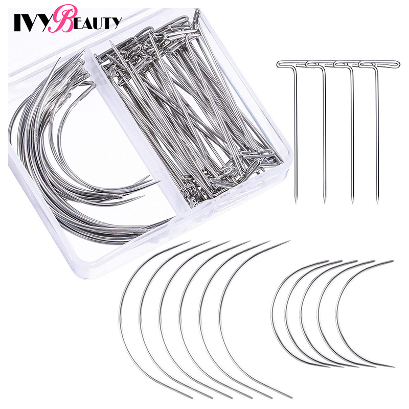 T Pins C Curved Wig Sewing Cord For Holing Wigs Sew In Hair Weave Needles For Wig Making Blocking Knitting Modelling And Crafts