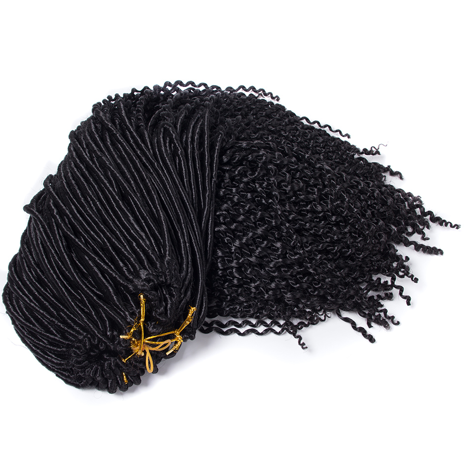 Qp hår sort hæklet faux locs 20 tommer 100g ombre hæklet fletning lås hår extensions 24 roots sort ombre farve