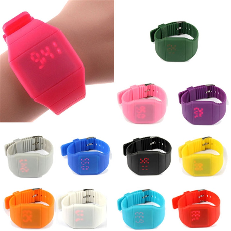 Waterproof Mens Womens Digital LED Touch Sports Silicone Bracelet Wrist Watch eleven colors#4A24FN