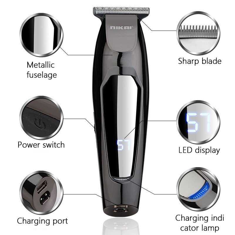 Nikai Gradient LCD Digital Display Rechargeable Hair Clipper Retro Electric Clipper Hair Salon Strong Electric Fader