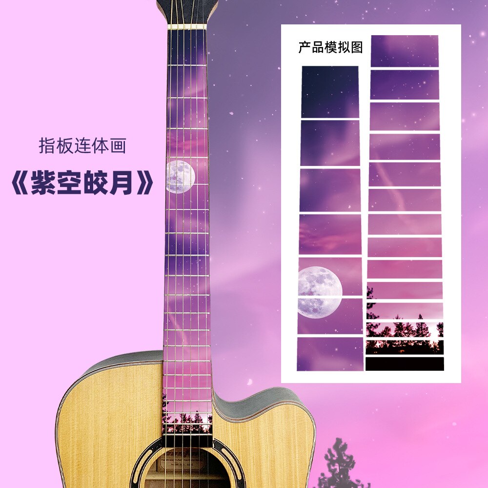 Gitaar fretboard stickers inlay glitter sticker gitaarhals kop guitarra bas ukelele dunne sticker guitarra accessoires: Stijl 2