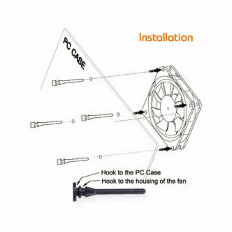 10Pcs/lot 65mm Anti Vibration Flexible Rubber Silicone Mount Screws for PC Case Fan