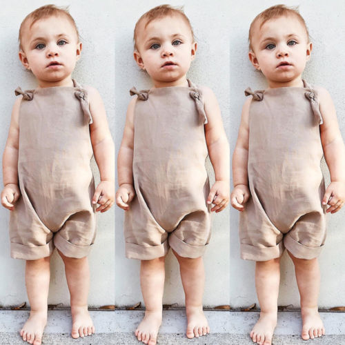 Toddler Summer Khaki Overalls Children Clothes Kids Boy Girl Loose Bib Pants Romper Jumpsuit Playsuit Outfits Fit 0-3T