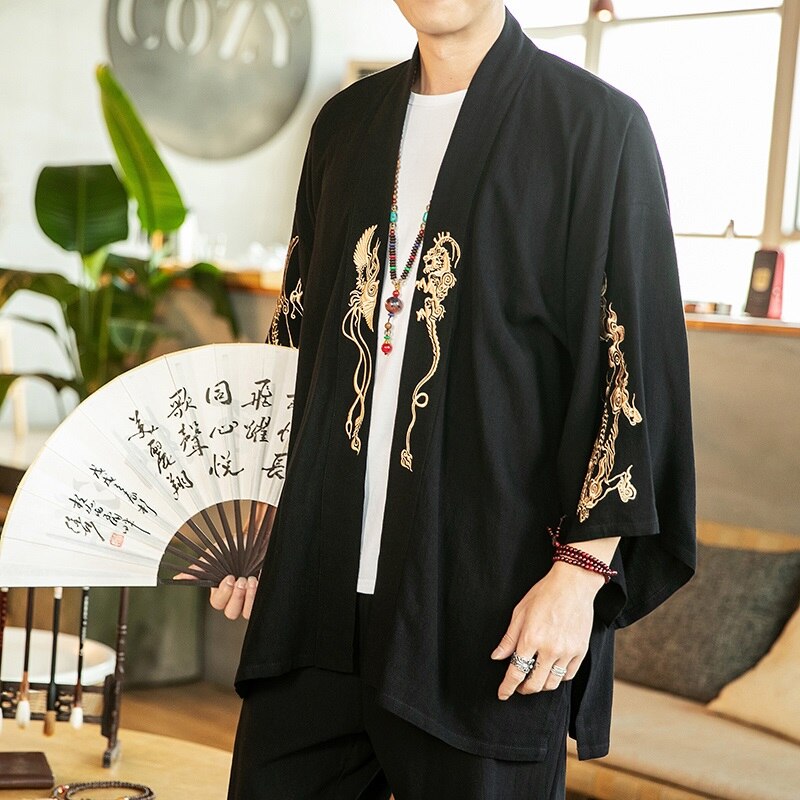 Japanese Dragon Kimono Traditional Japanese Kimonos Cardigan Kimono Men Yukata Men Japanese Male Kimono Streetwear Haori 10792