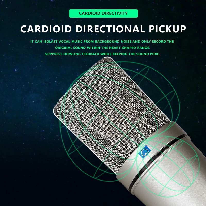 home live Recording microphone 87 Condenser Microphone with Shock Mount Holding Handheld Studio