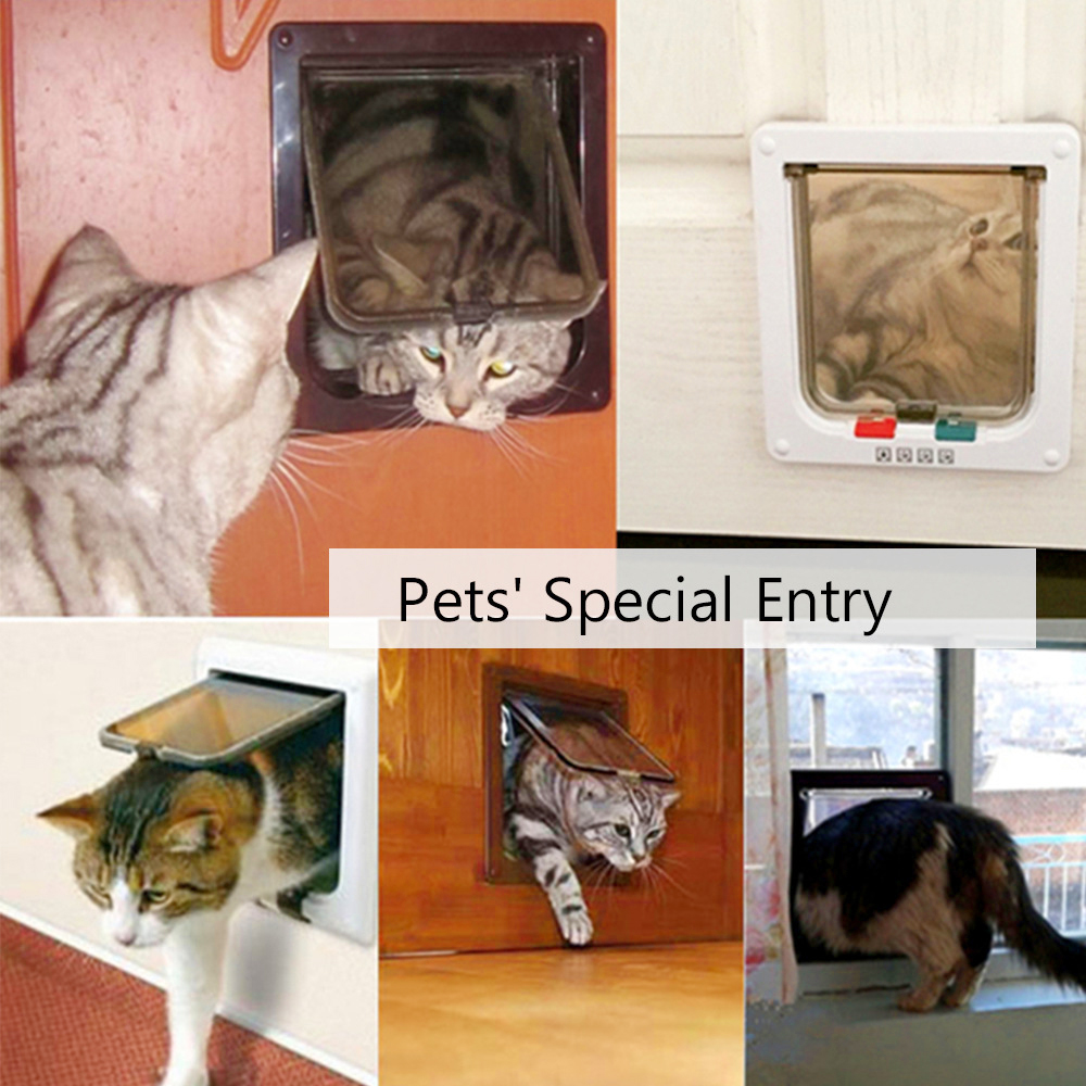 Ouverture de porte pour animal de compagnie, pour chat et chien, ouverture de porte à accès libre bidirectionnel, adaptée à l&#39;installation de portes en verre et en bois, barrière de sécurité