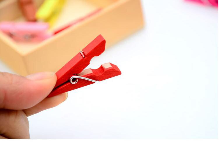 2 paquetes/lote de 20 clips bonitos de madera coloridos para material de papelería escolar y suministros de oficina y uso en el hogar