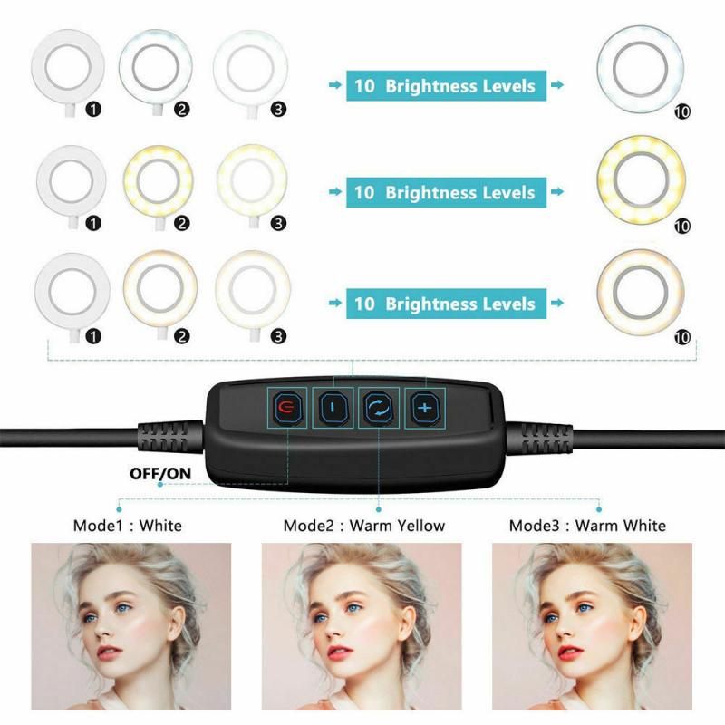 LED Ring Light With Stand Dimmable 5500K Lamp Portable USB Powered Ring Lights For Live broadcast Makeup Photography