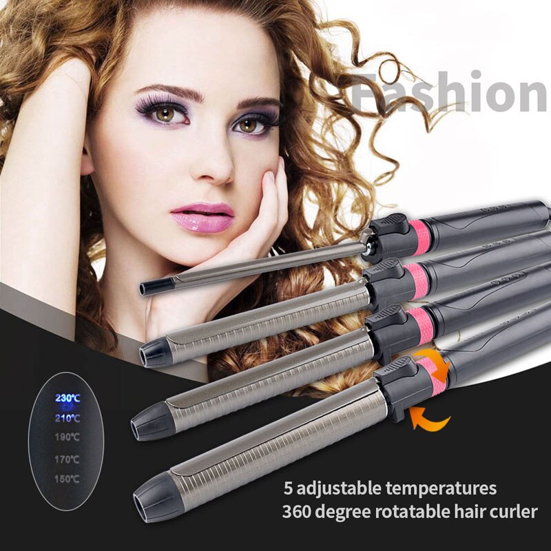 CkeyiN 25 mm 32 mm Rizador de pelo rodillo de pelo Rizador de cabello con temperatura ajustable Varita para rizar el cabello Herramienta para peinar el cabello con ondas grandes