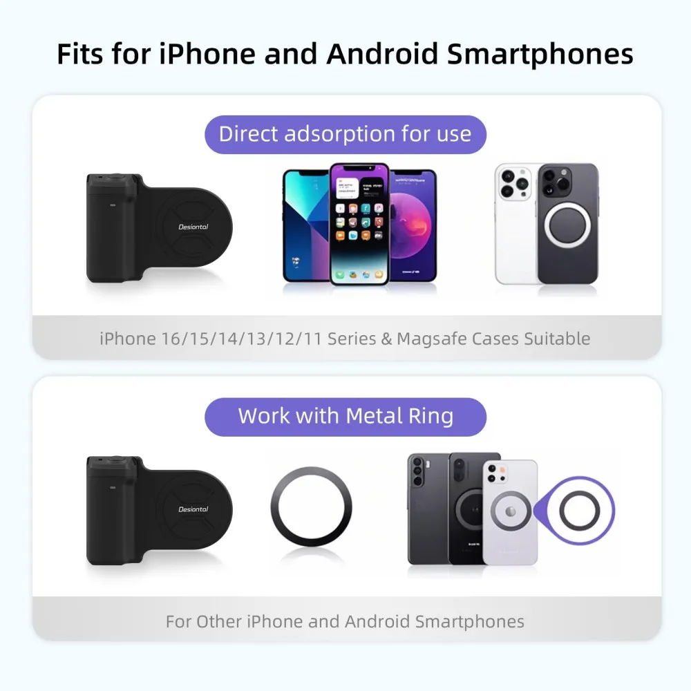 Smartphone-greep voor iPhone en Android Video-opnamehandvat Bluetooth-beugel Magnetische Progrip Fotografie-accessoire