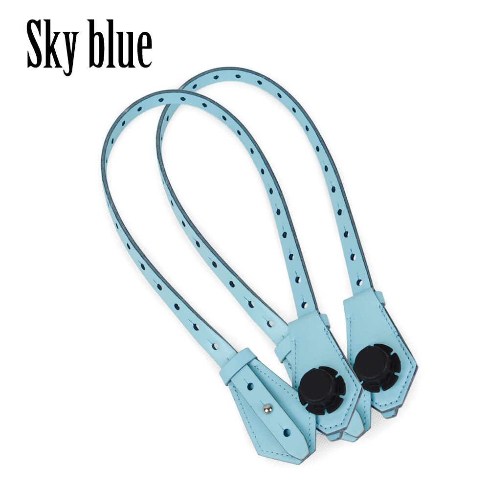 tanqu Porous Bidirectional Adjustable Length Flat Leather Belt Handle with Clasp for Obag Basket Bucket City Chic Handbag O Bag: Sky Blue