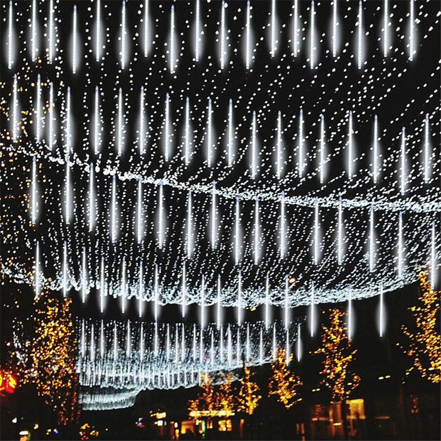 Pink Christmas Light Outdoor Waterproof Meteor Shower Light Falling Rain Lights 192/384 LED Snow Falling Icicle Cascading Light
