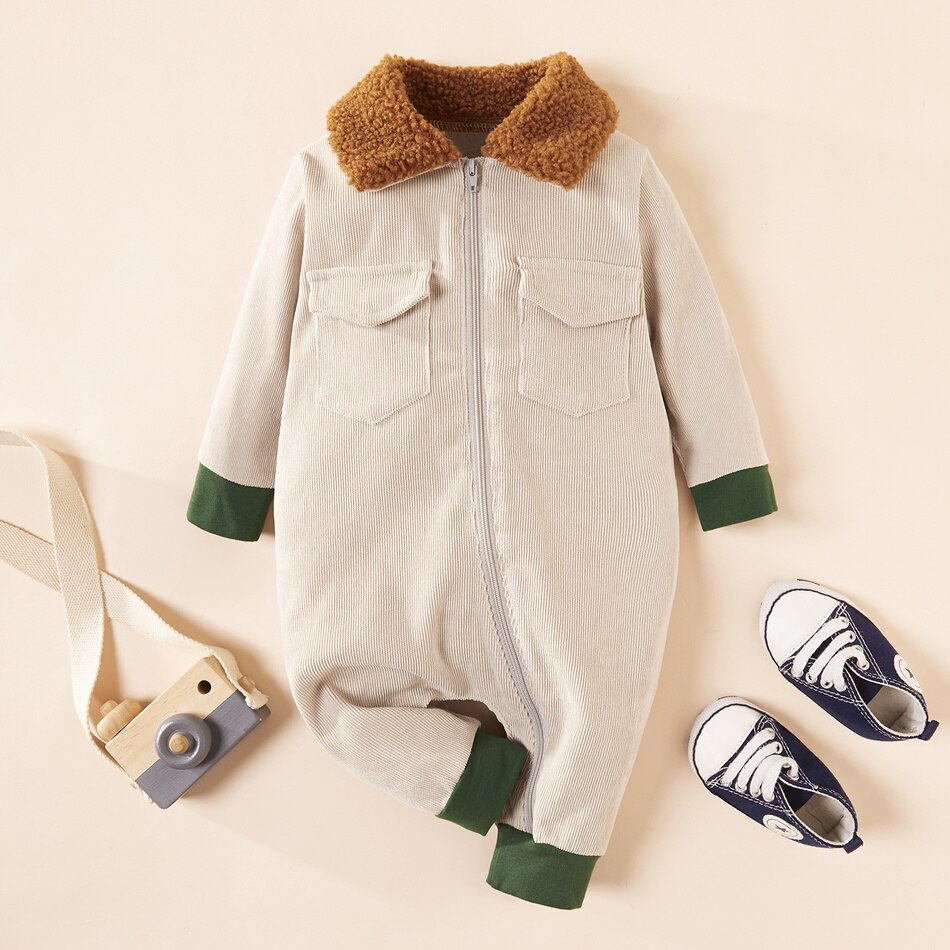 PatPat Winter Baby Stylish Solid Jumpsuits for Baby Boy Clothes: Gray / 6-9 Months