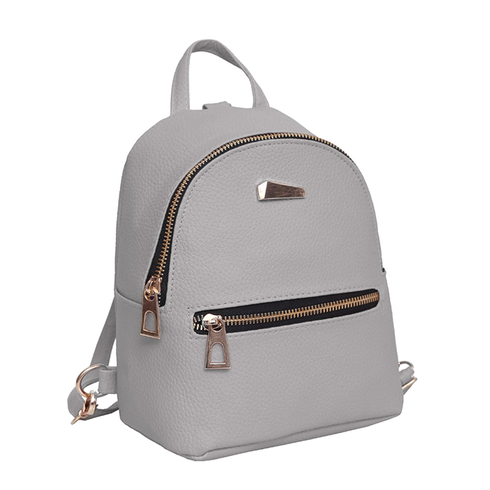 Bolso de viaje Casual para mujer, mochila De Cuero PU, mochila de hombros para Instituto, mochila Femenina Popular: Gris