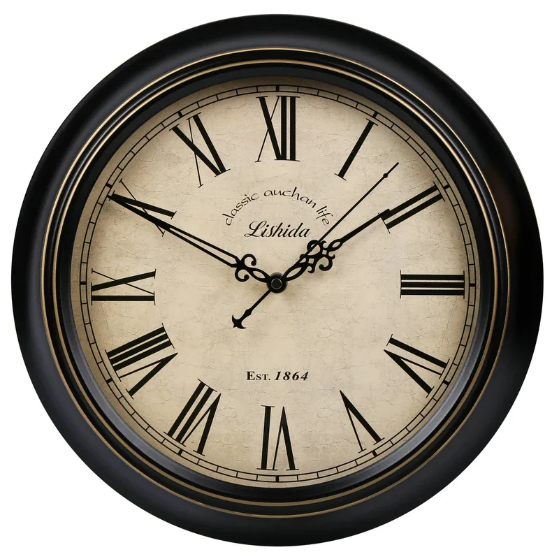 Zegary ścienne w stylu retro mechanizm zegara robić salonu ciche skandynawskie zegarki robić sypialni blać artystyczne akcesoria wewnętrzne dekoracja wnętrz: Ciemny khaki