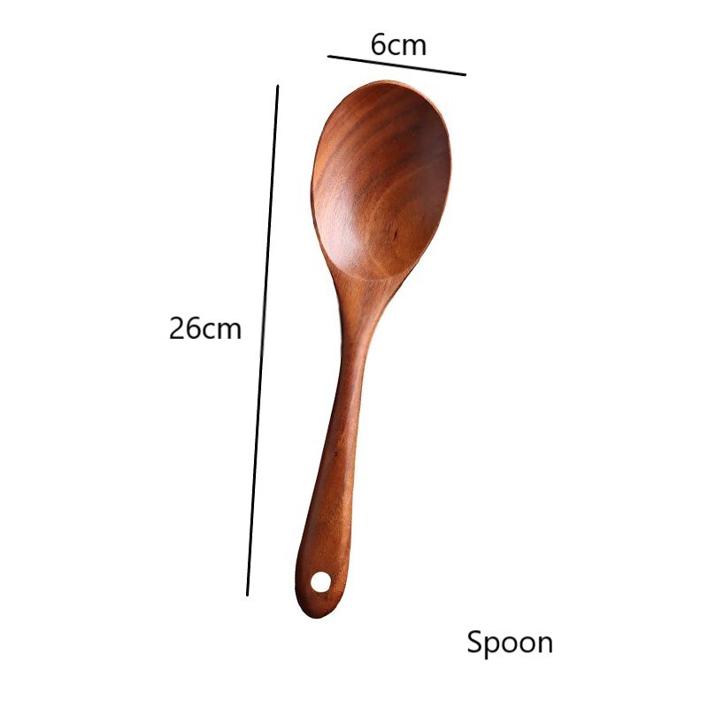 Natürliche Holz Küche Geschirr Kochen Utensil einstellen Nicht-Stock Pfanne Holz Spatel Löffel Für Küche Salat Gabel Küche Werkzeuge einstellen: 03