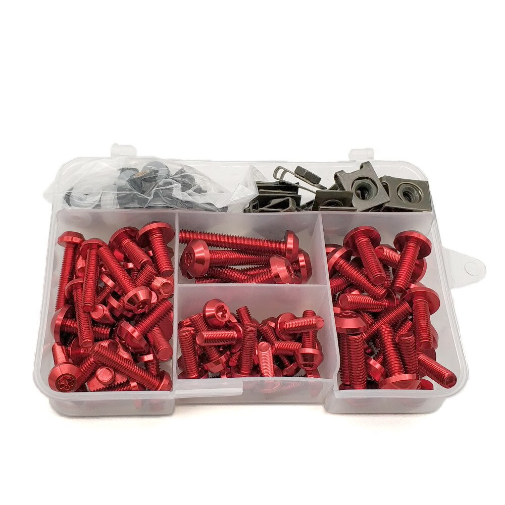 Universal- Motorrad Verkleidung Schrauben Muttern Bausatz Körper Verschluss Clips Schraube Für Kawasaki GTR1400 H2R zrx 1200 ZX11 zx 11 ZX1100 ZX7R: rot