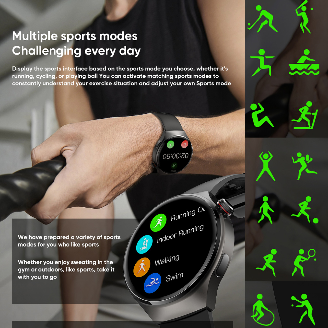 MT26 na wolnym powietrzu poszukiwacz Smartwatch Ip67 wodoodporny, wielofunkcyjny zegarek 1.43 "sportowy ekran Amoled NFC duży wytrzymały inteligentny zegarek