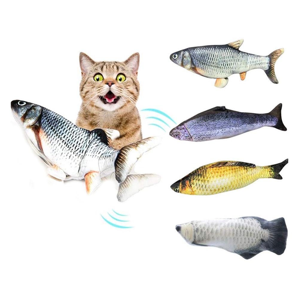 Juguete eléctrico recargable para mascotas, pez de imitación 3D, cola móvil, carga USB, gatos jugando