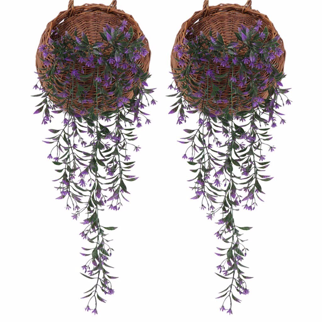 2 Pcs Hanging Garland Vine Flower Trailing Bracket Plant Artificial Hanging Flower Wall Basket Outdoor Decoration#g30: B