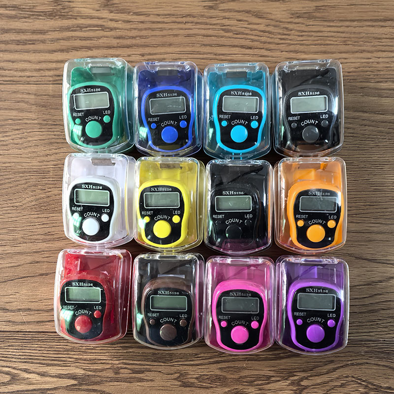 Digital Tally Finger Counter with Led, Colorful Tasbeeh Tasbih 5-Digits Counter Clickers with Led Light, Carry Ring,