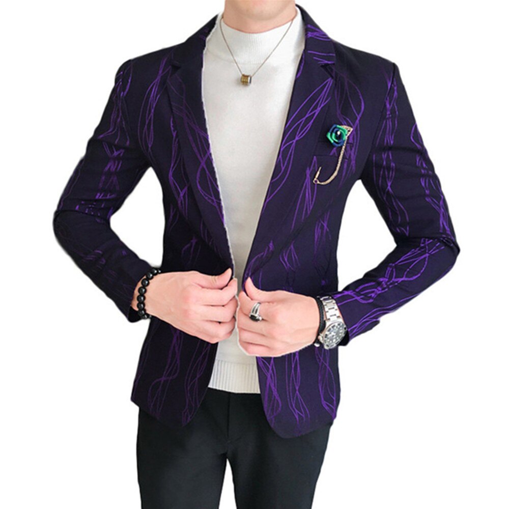 Persoonlijkheid vergulde streep blazers heren kantoor formeel smoking jasje slim fit zakelijk casual kostuum jas jurk jas