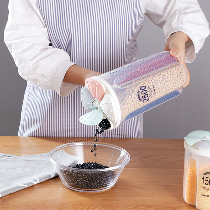 Kitchen Grain Storage Box Transparent Moisture-proof Sealed Tank Bulk Food Storage Cereal Dispenser Plastic Containers with Lids