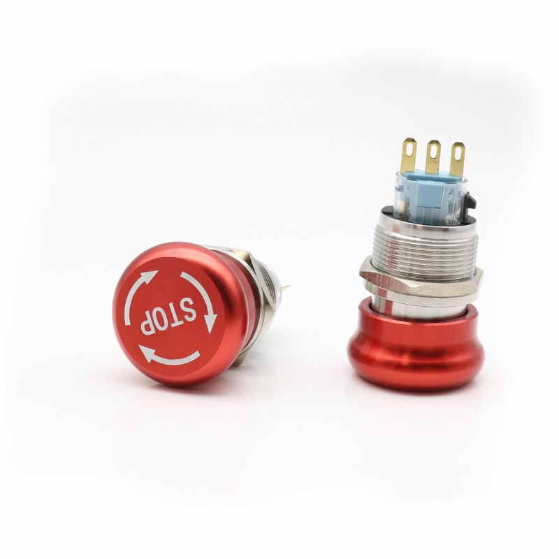 16/19/22mm stainless steel Emergency stop switch Push Button Switch latching 1NO1NC 2NO2NC Car button pin terminal 22JT