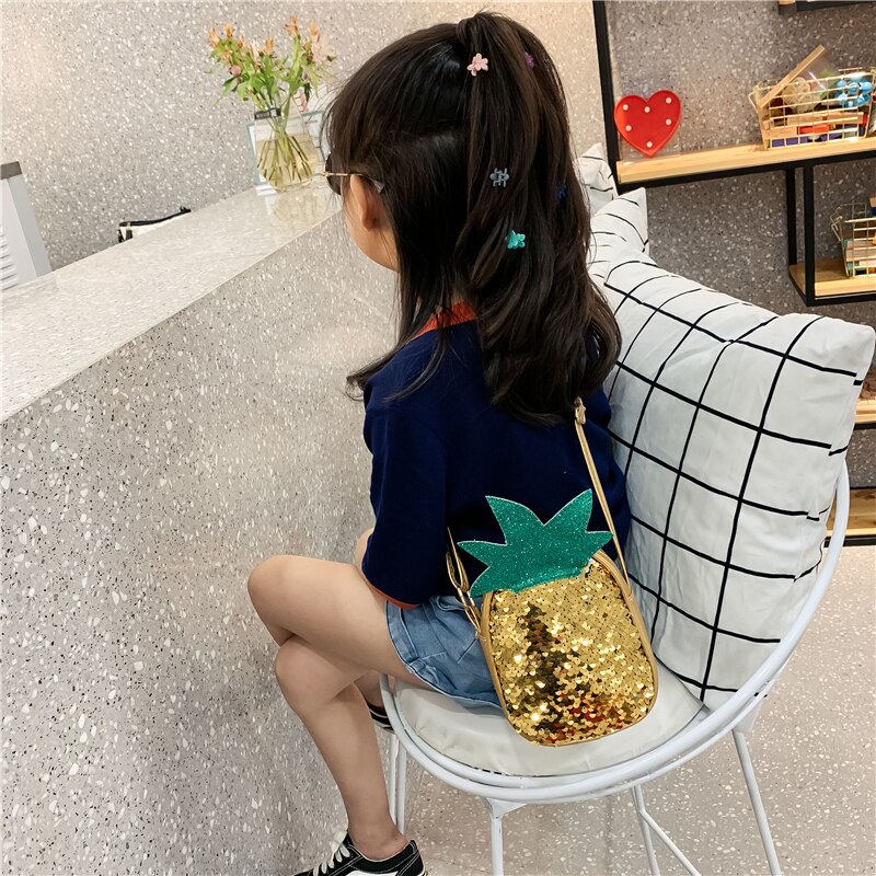 Kids Girl Handbags Lovely Strawberry Pineapple Sequins Bags Single Sequins Fruit Shape Shoulder Bag Coin Purse Small Handbag