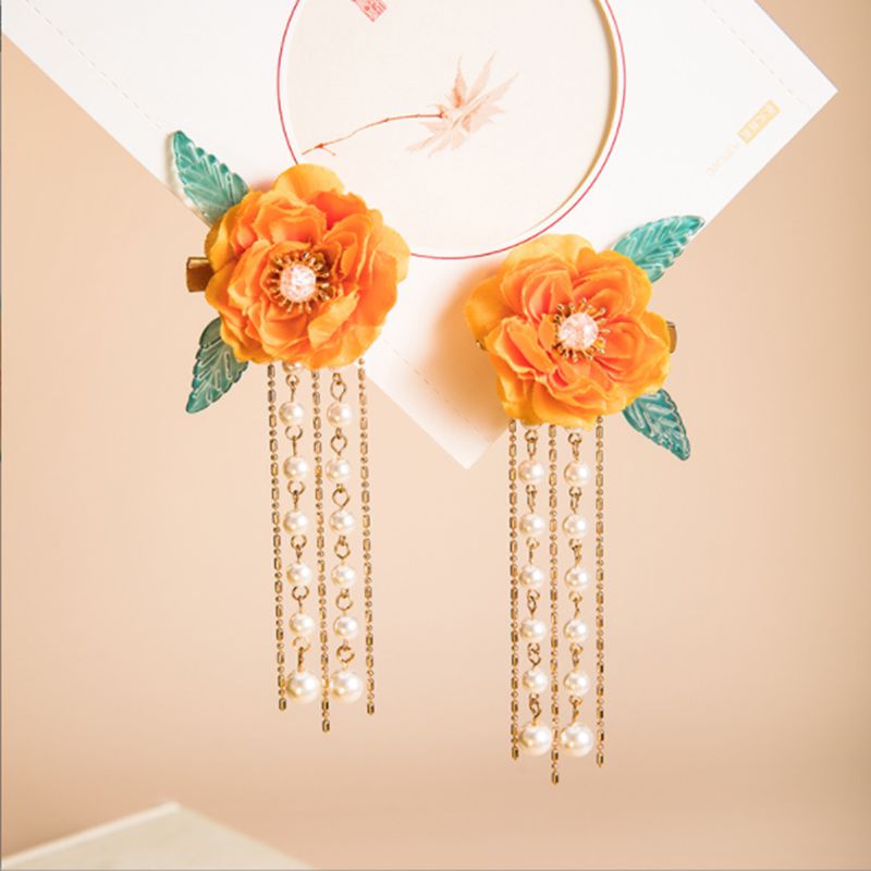 Bloem Haar Clip Chinese Haarspeld Bloem In Haar Hanfu Haaraccessoires Voor Vrouwen Vintage Haar Sieraden Haar Grips Barrette