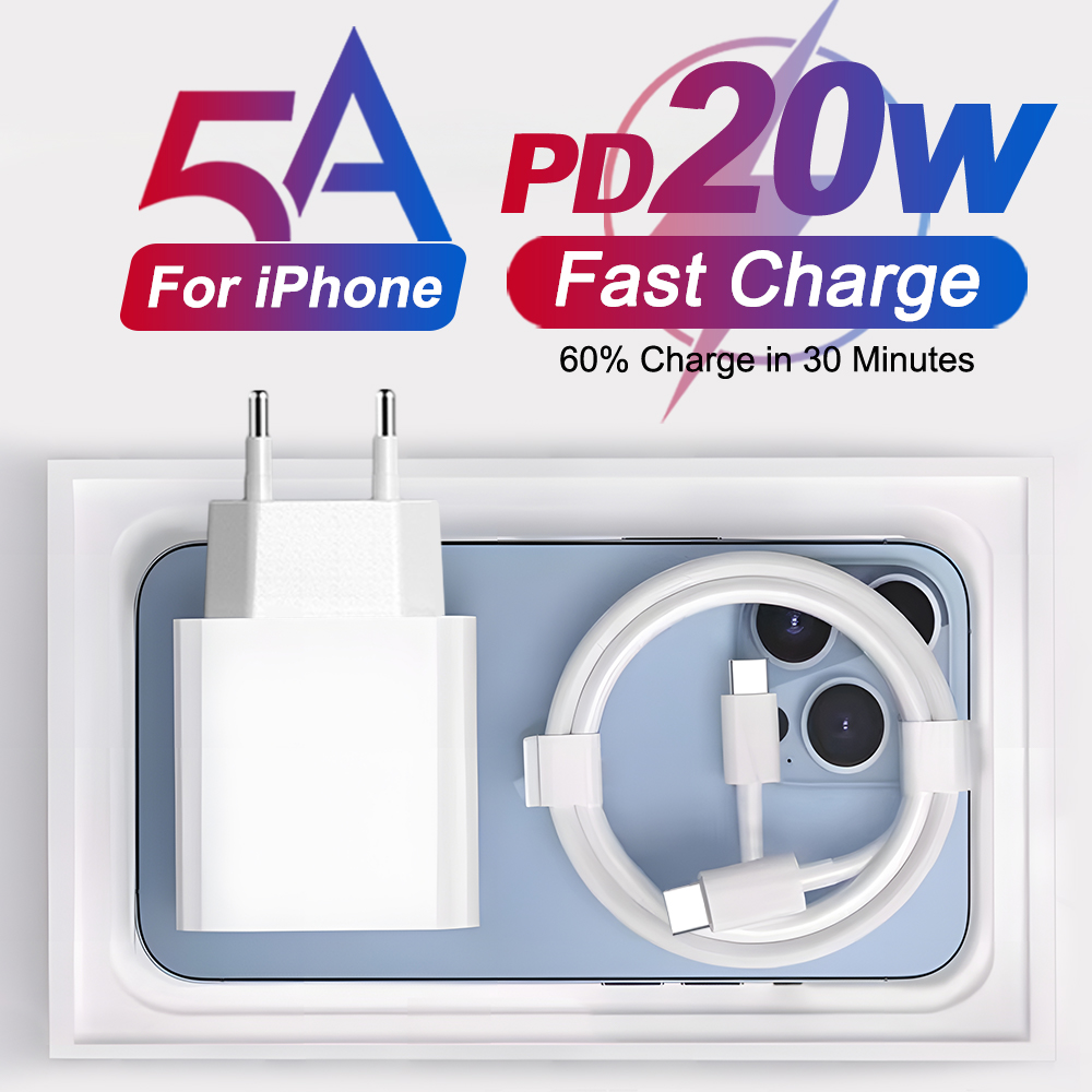 Pd 20w hurtigladende usb c-lader til eple iphone 15 14 13 12 11 16 max Plus type c-ladekabel, lader, telefontilbehør