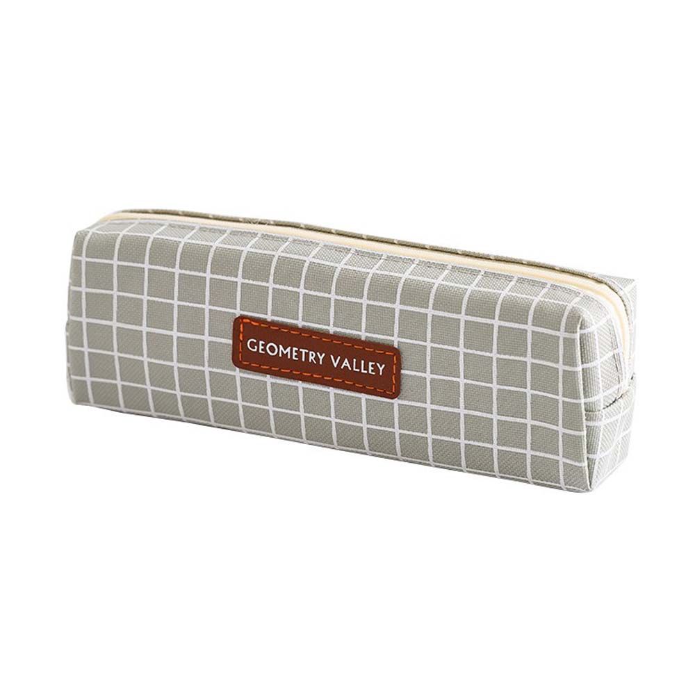Meisjes Jongens Briefpapier Tas Schoolbenodigdheden Korte Stijl Geometrie Rooster Pen Houder Potlood Pouch Canvas Etui Pen Case