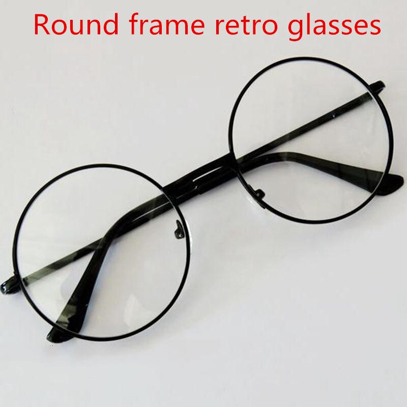 Vintage Retro Metal Frame Clear Lens women Glasses Nerd Geek Eyewear Eyeglasses Black Oversized Round Circle Eye Glasses