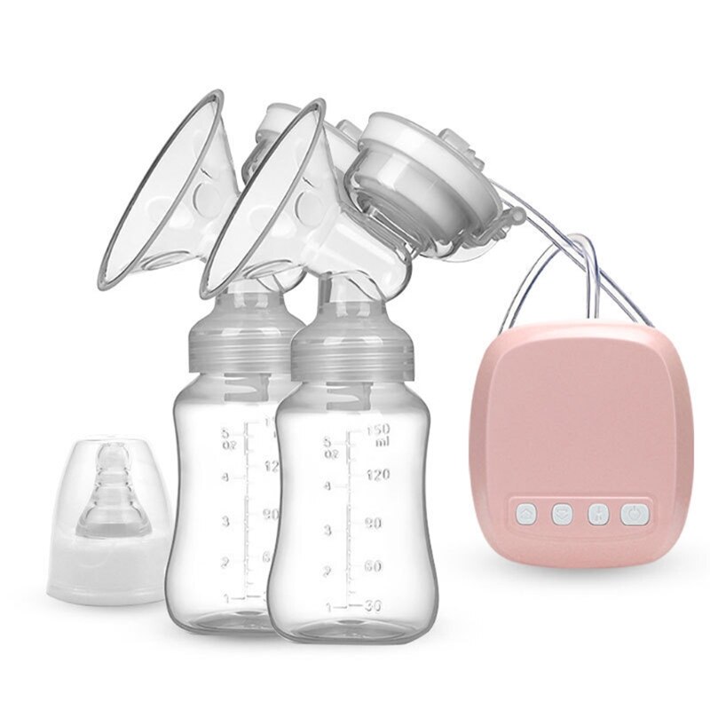 Extractor de leche eléctrico, portátil y recargable, funciona con pilas doble silicona P31B: Rosa